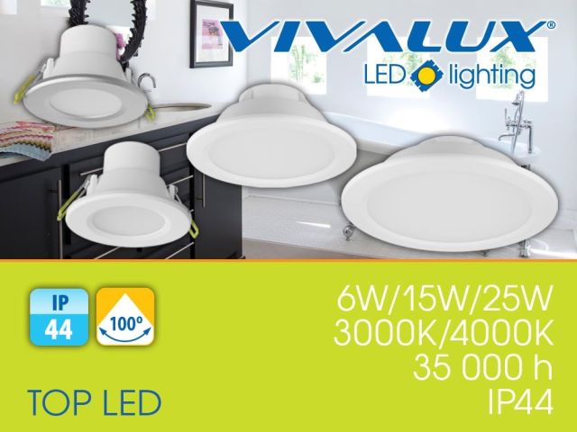 Waterproof LED downlights with a degree of protection IP44 - TOP LED 6W, 15W, 25W