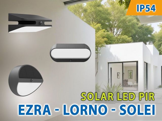 Фасадни соларни LED тела със сензор за движение SOLEI/LORNO/EZRA SOLAR LED