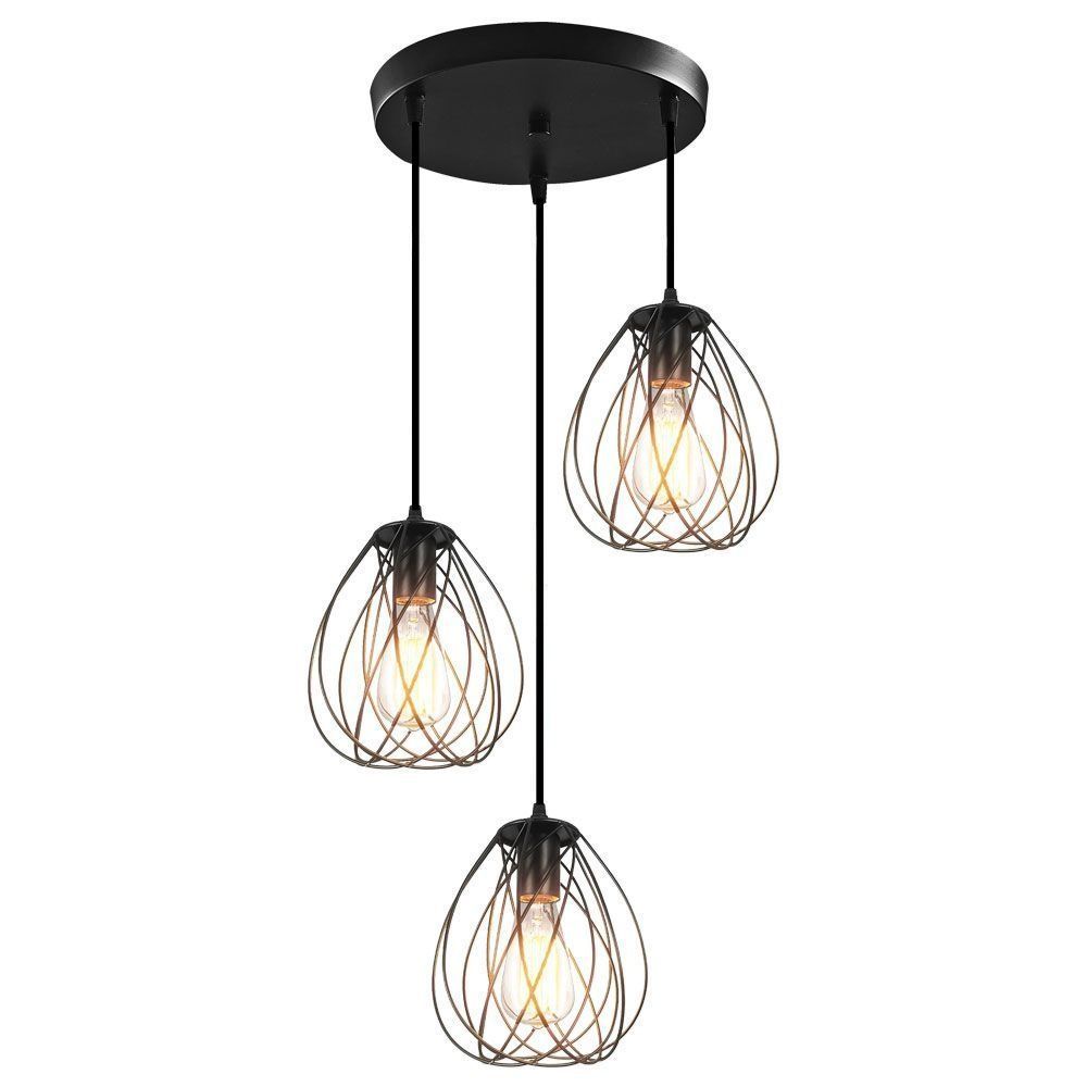 Chandelier ALBA ∙ SSP761 ∙ 3хЕ27 ∙ decorative cage ∙ black